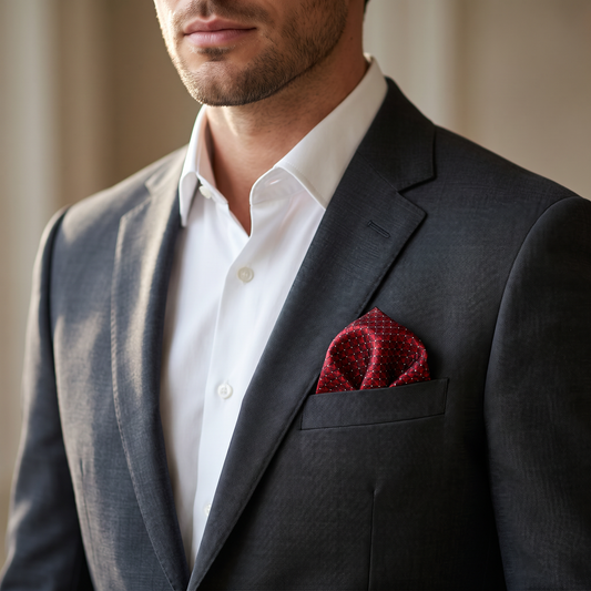 The Crimson Geometric Pocket Square