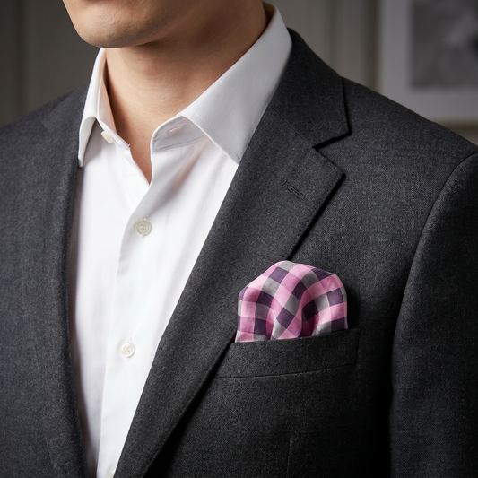 The Rose Check Pocket Square