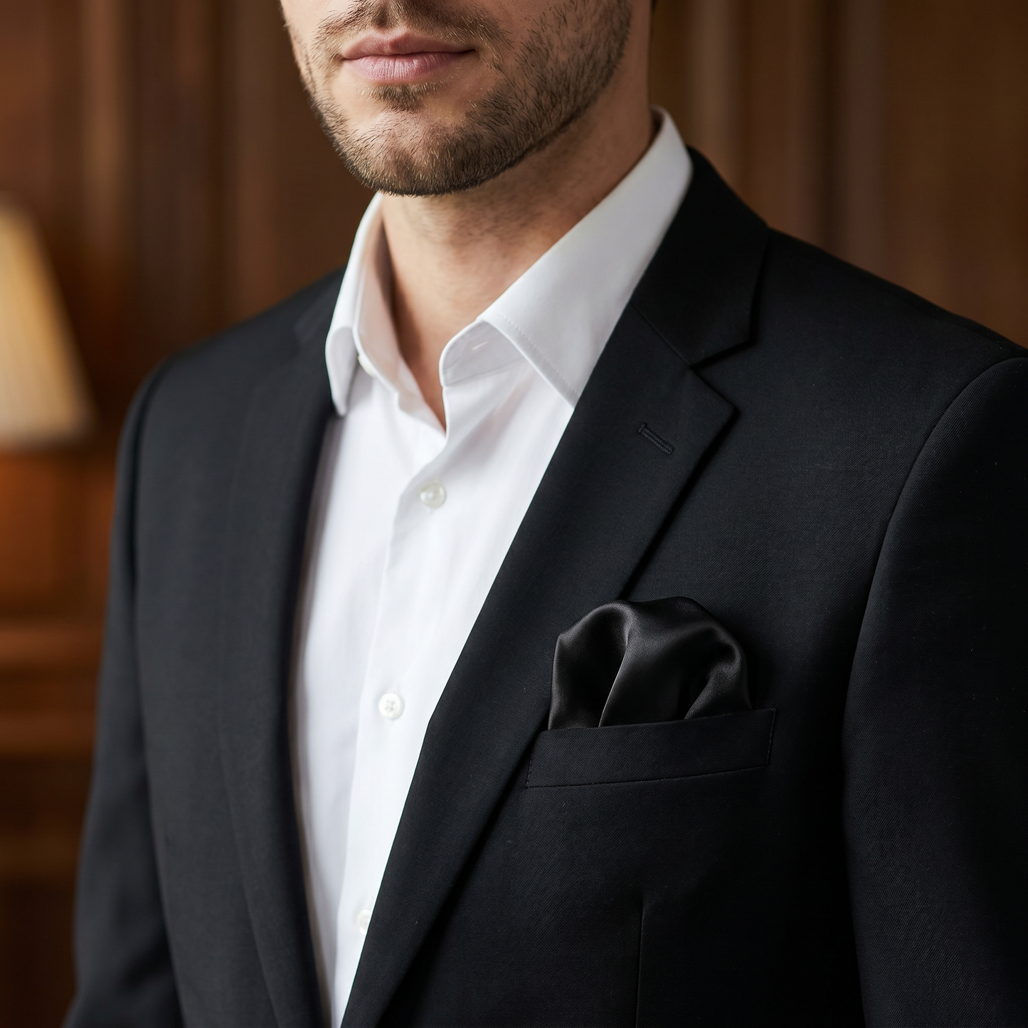 The Midnight Black Pocket Square
