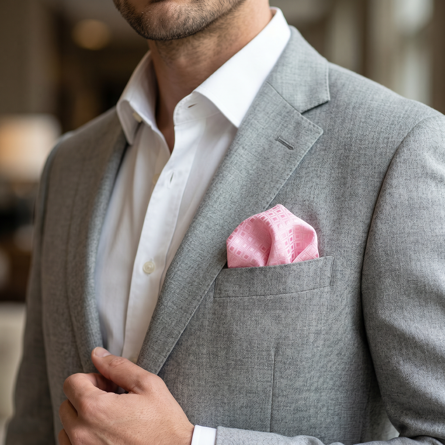 The Blush Lattice Pocket Square