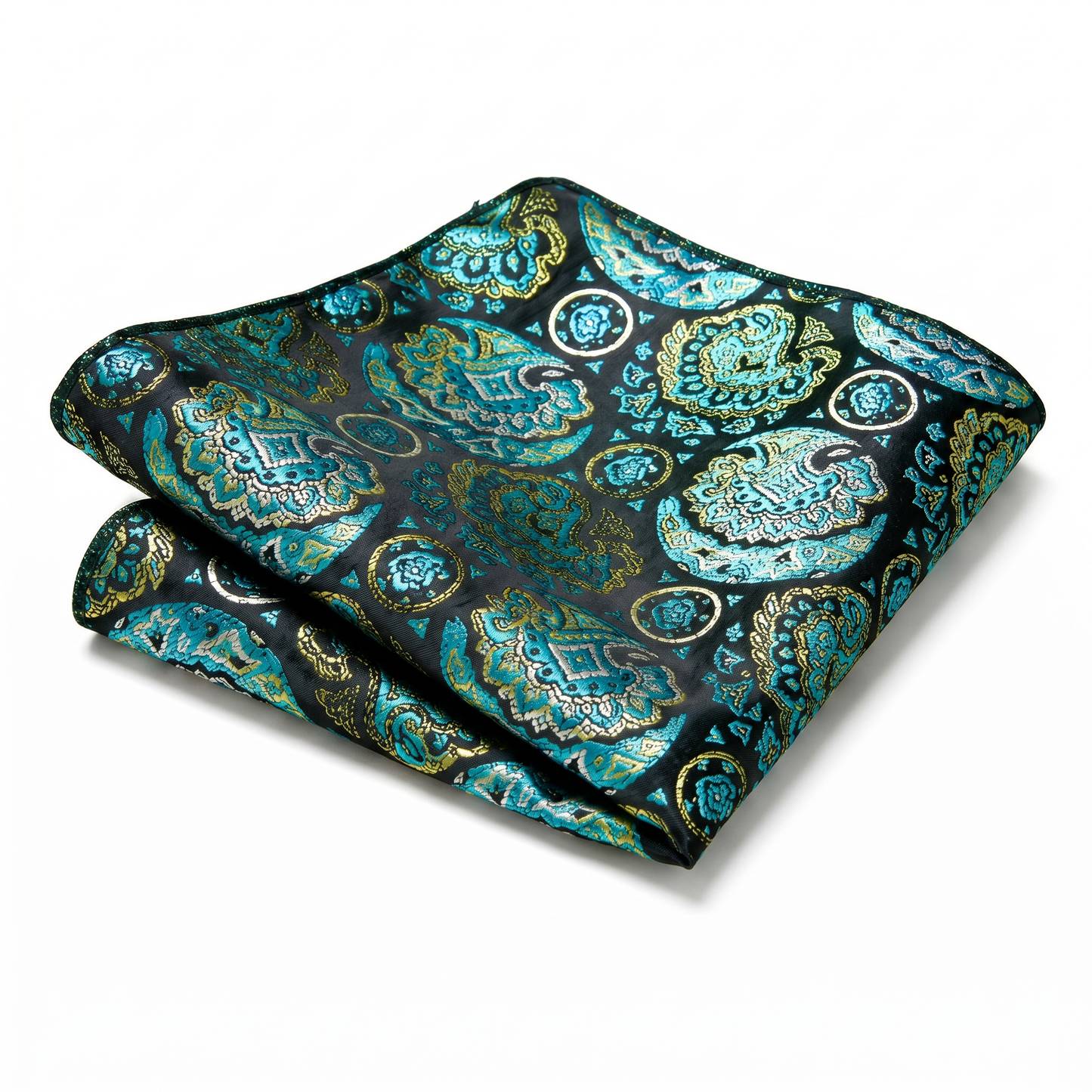 The Emerald Paisley Pocket Square