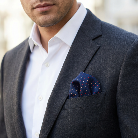 The Navy Grid Accent Pocket Square