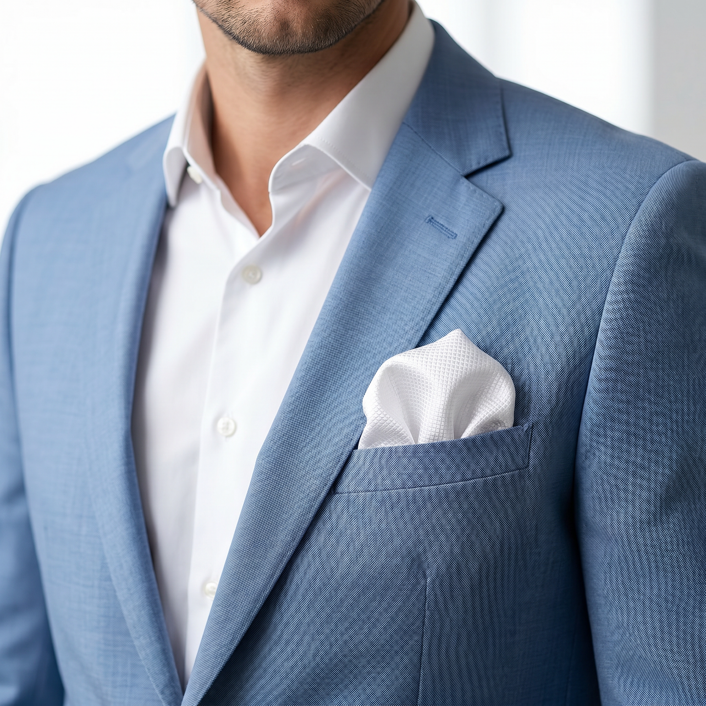 The White Textured Pocket Square