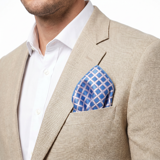 The Sky Blue Lattice Pocket Square