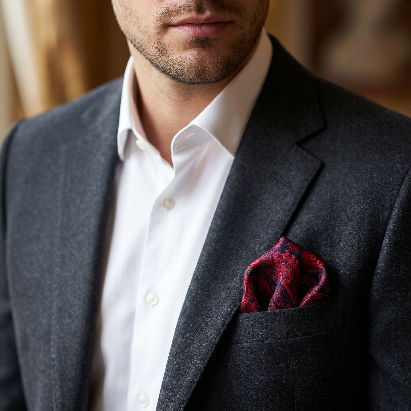 The Crimson Paisley Pocket Square