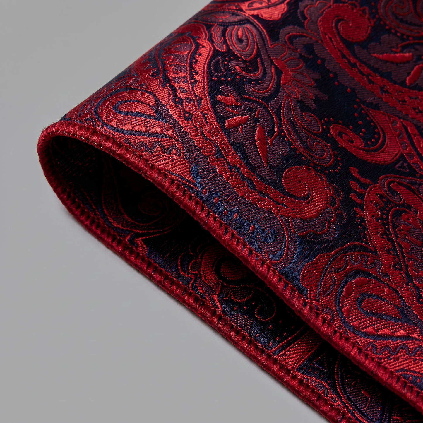 The Crimson Paisley Pocket Square