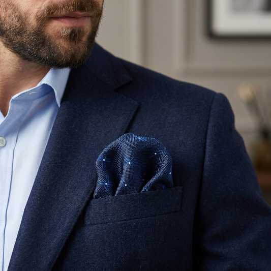 The Midnight Crosshatch Pocket Square