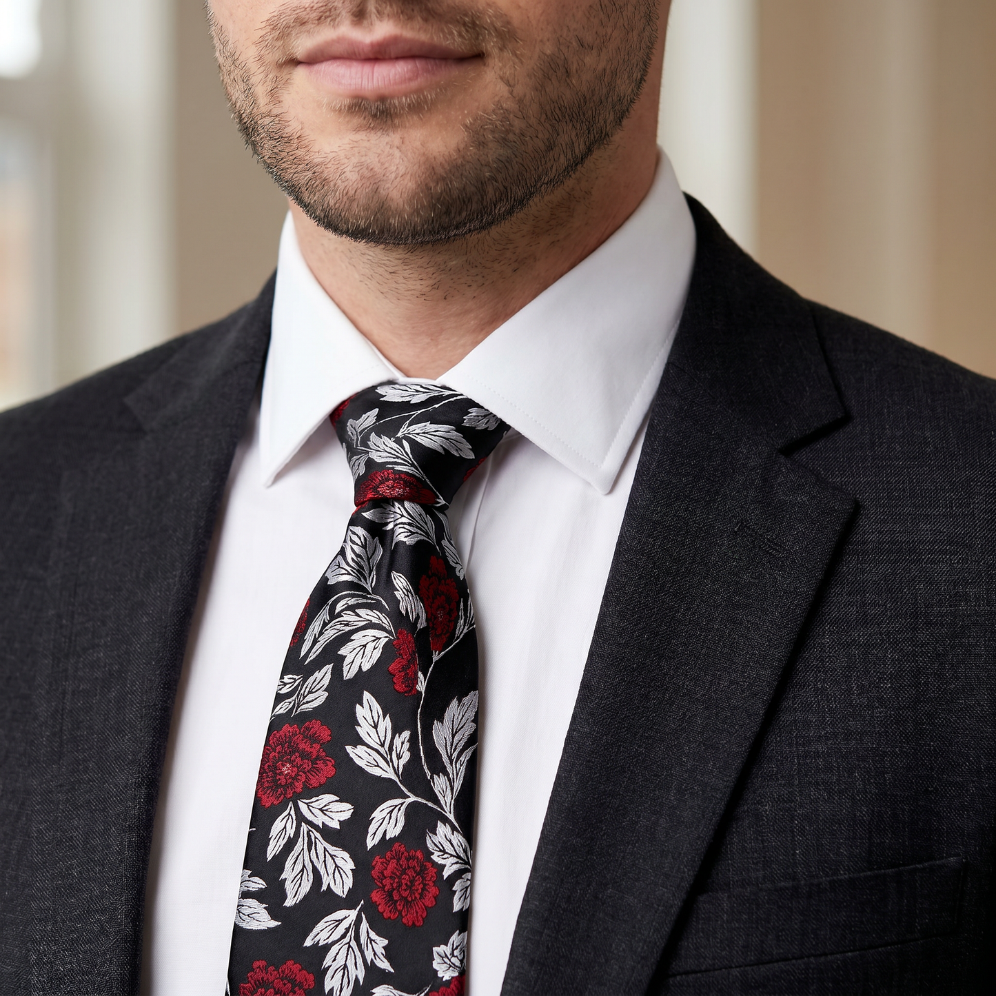 The Crimson Noir Floral Tie