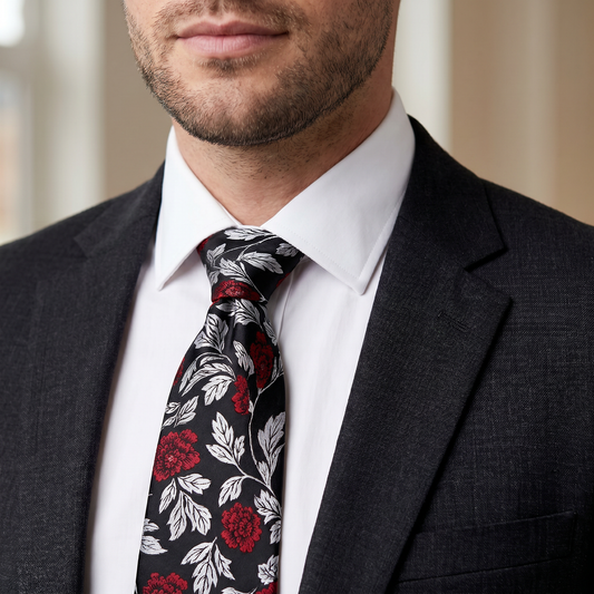 The Crimson Noir Floral Tie